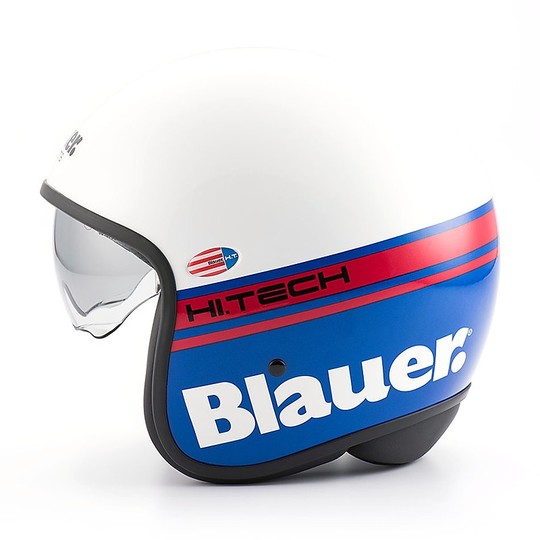 Motorrad-Helm Blauer Jet Pilot 1.1 HT-Faser Multicolor Blau Weiß