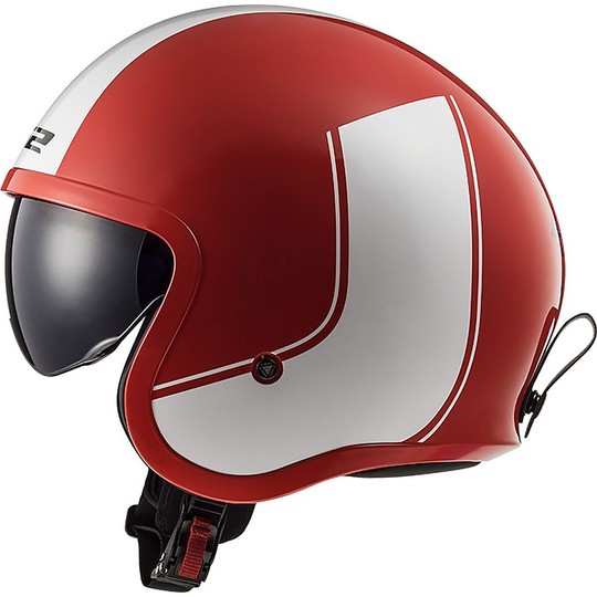 Motorrad Helm Custom Jet LS2 OF599 SPITFIRE Felge Rot Weiß