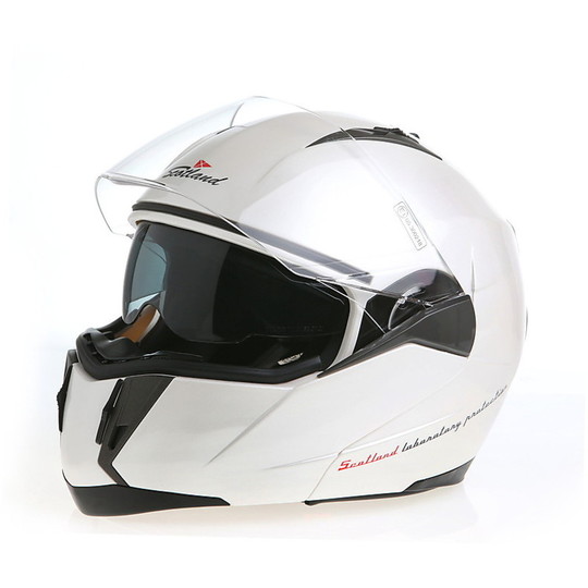 Motorrad Helm Erweiterbares Kraft Scotland 02 Doppel Visor Weiß