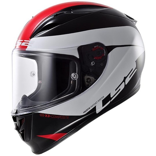 Motorrad Helm Integral Fiber LS2 FF323 Pfeil R Comet Schwarz / Weiß / Rot