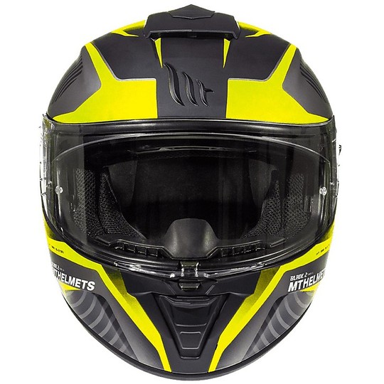 Motorrad Helm Integral MT Helme Blade 2 Evo Doppel Visier B4 Blaster gelb Fluo