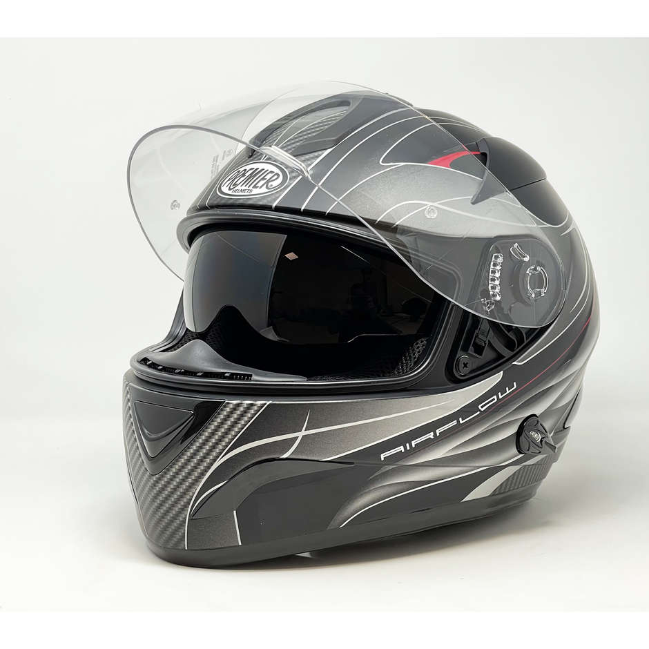 Motorrad Helm Integral Premier Modell Phase Doppel Visor Black Carbon TT 9 BM