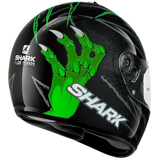 Motorrad Helm Integral Shark S600 PINLOCK TERROR Schwarz Grün Deckende