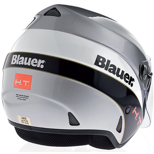 Motorrad-Helm Jet Blauer Boston Crome Long Fiber mit Maske