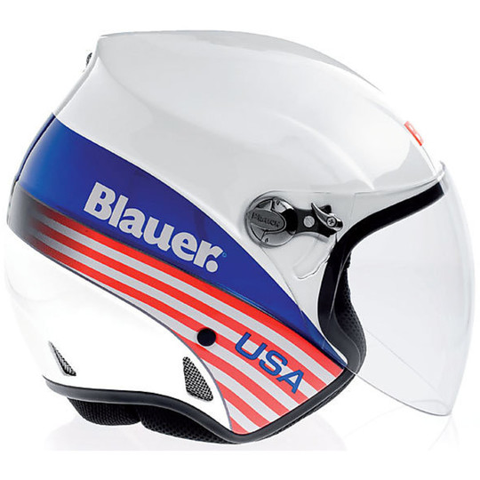 Motorrad-Helm Jet Blauer Boston Faser lange Verwendung mit Visor Weiß