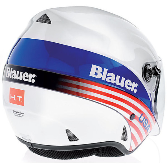 Motorrad-Helm Jet Blauer Boston Faser lange Verwendung mit Visor Weiß