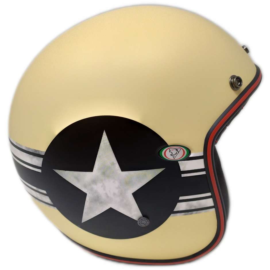 Motorrad Helm Jet Custom Premier VINTAGE CLASSIC STAR CAP CREME