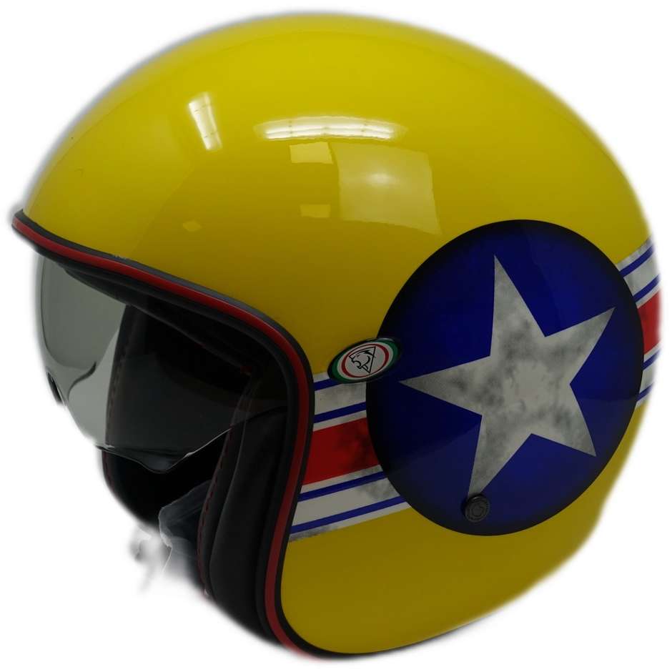 Motorrad Helm Jet Custom Premier VINTAGE MR STAR GELB