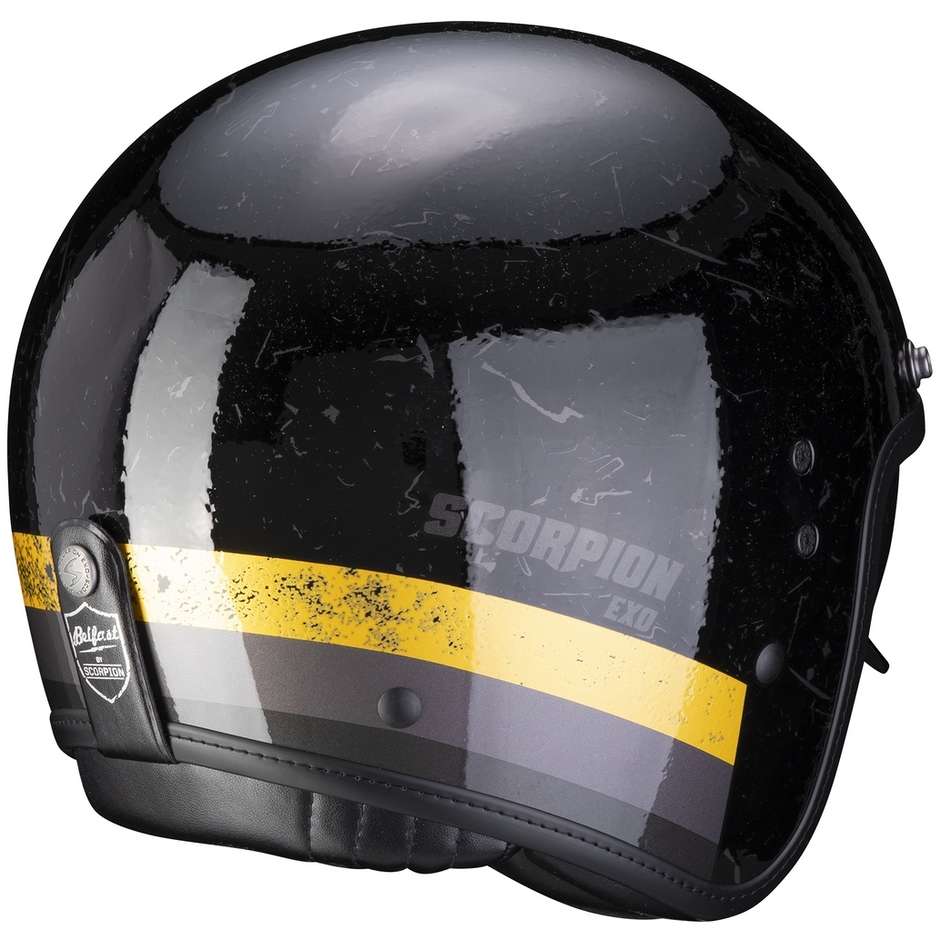 Motorrad Helm Jet Custom Scorpion BELFAST SHIFT Schwarz Gold