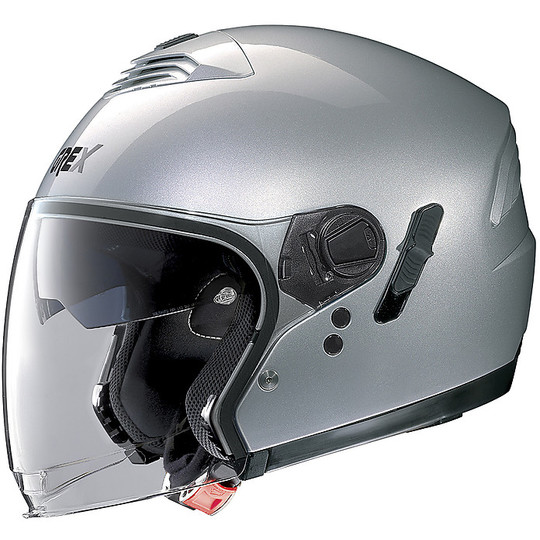 Motorrad Helm Jet Doppel Visier Grex G4.1e Kinetic 003 Silber poliert