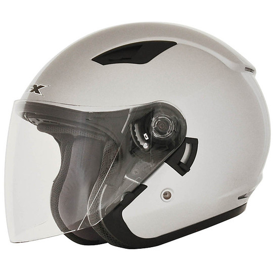 Motorrad-Helm Jet Doppel Visor AFX FX-46 silber poliert
