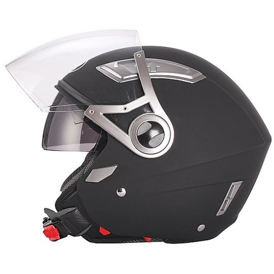 Motorrad Helm Jet Doppel Visor BHR 709 Doppel Matte Black