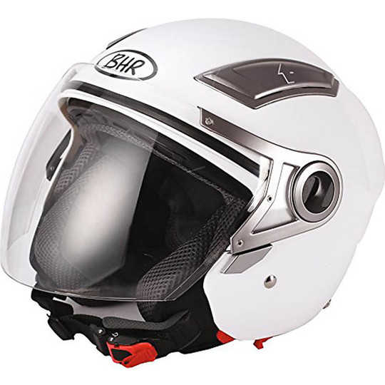 Motorrad Helm Jet Double Double Visor BHR 709 Glossy White