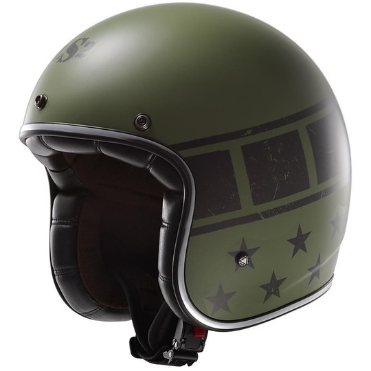 Motorrad Helm Jet Faser LS2 OFF 583 Bobber Kurt Militärgrün