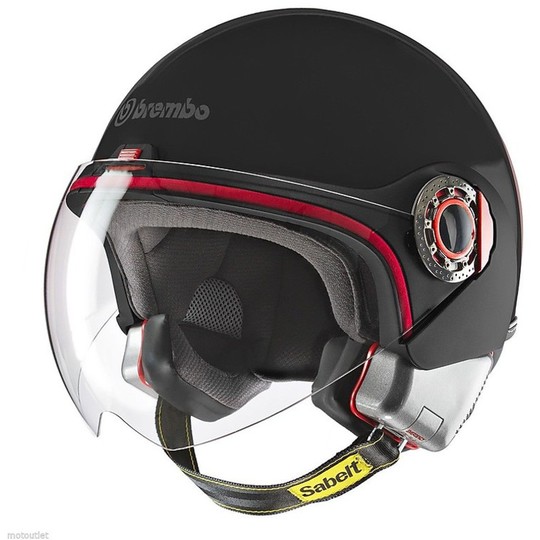 Motorrad-Helm Jet Fashion Brembo B-Jet Glossy Black Button Visier