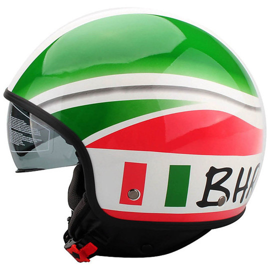 Motorrad Helm Jet Jahrgang mit Visor Inner Bhr 708 Italian Flag