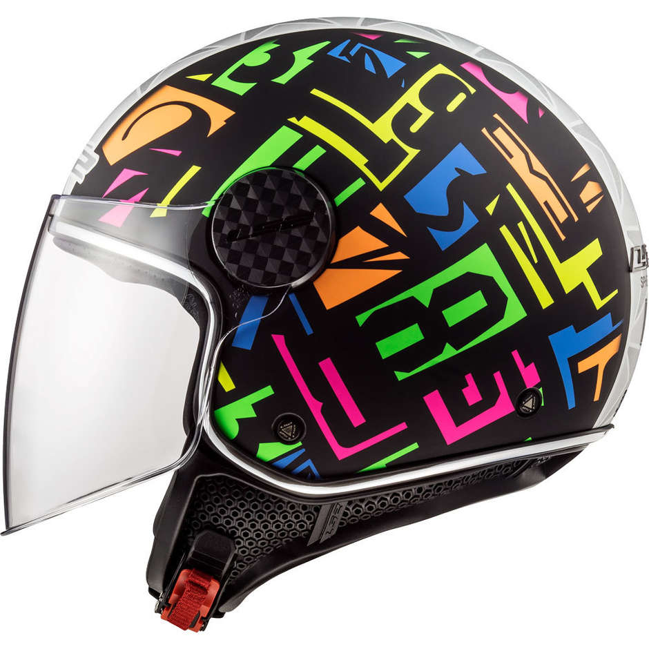 Motorrad Helm Jet LS2 OF558 SPHERE LUX Crisp Schwarz Gelb Fluo + Dark Visor