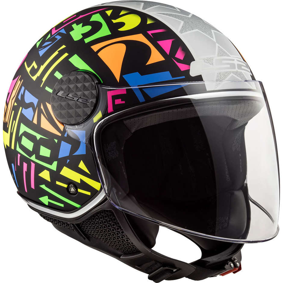 Motorrad Helm Jet LS2 OF558 SPHERE LUX Crisp Schwarz Gelb Fluo + Dark Visor
