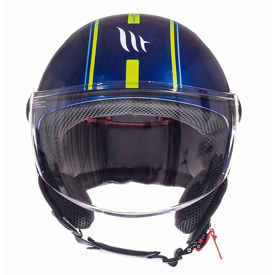 Motorrad Helm Jet MT Helme STREET Gesamte J2 Blau Gelb Fluo