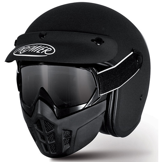 Motorrad-Helm Jet Premier vintage Faser Mask Mattschwarz