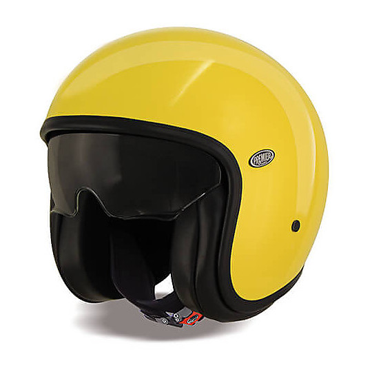 Motorrad-Helm Jet Premier Vintage-Faser mit integriertem Visier U12 Gelb