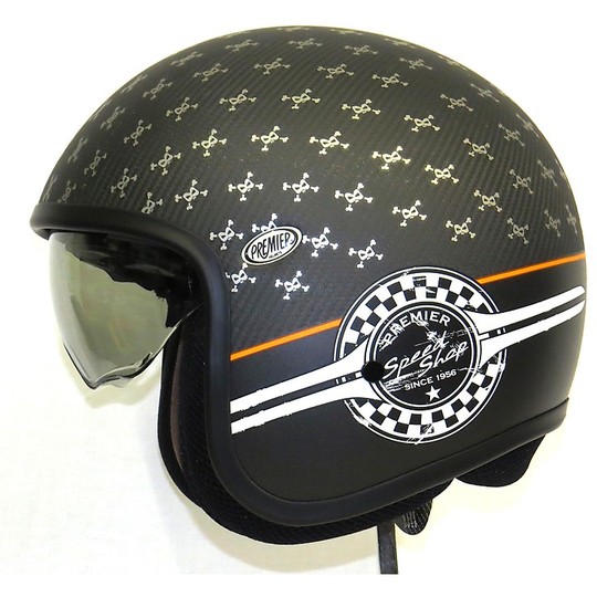 Motorrad-Helm Jet Premier Vintage-Kohlenstoff mit integriertem Visier Sp9 Carbon-