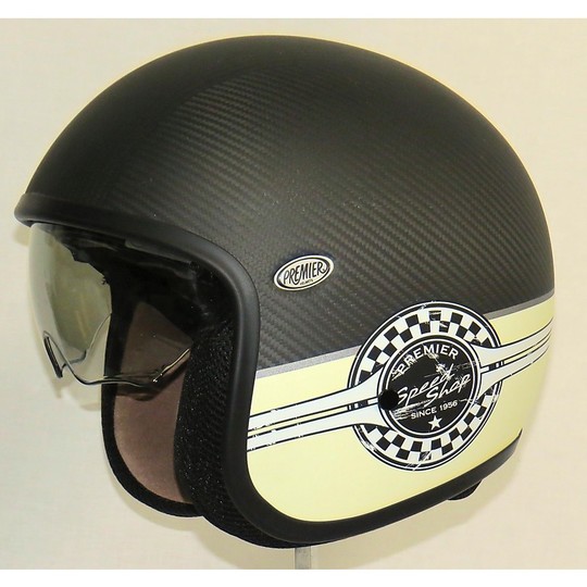 Motorrad-Helm Jet Premier Vintage-Kohlenstoff mit integriertem Visier SP98 Carbon-