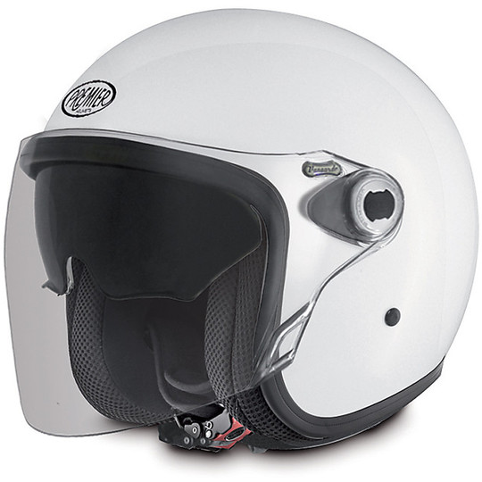 Motorrad-Helm Jet Premier-Weinlese-Doppel Visor Vangarde monocolore Glossy White