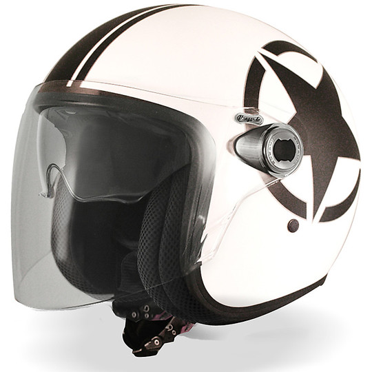 Motorrad-Helm Jet Premier-Weinlese-Doppel Visor Vangarde Star White