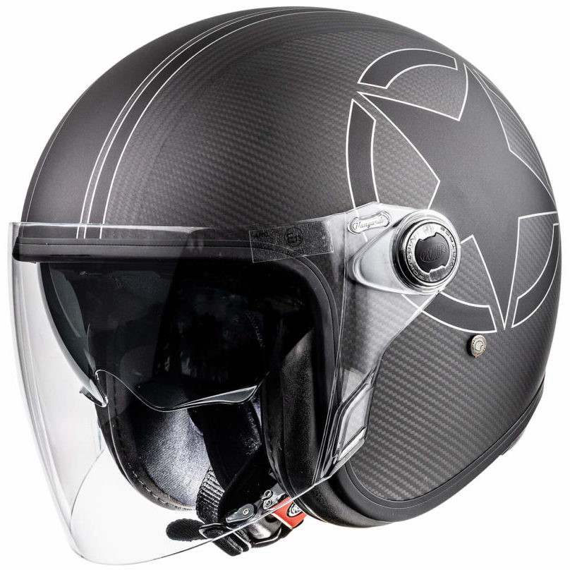 Motorrad-Helm Jet Premier-Weinlese-Doppel Visor Vangarde Sterne-Carbon-BM