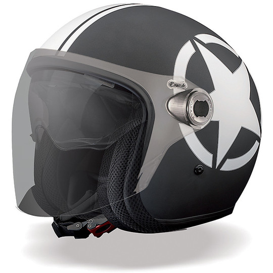 Motorrad-Helm Jet Premier-Weinlese-Doppel Visor Vangarde Sternmattschwarz