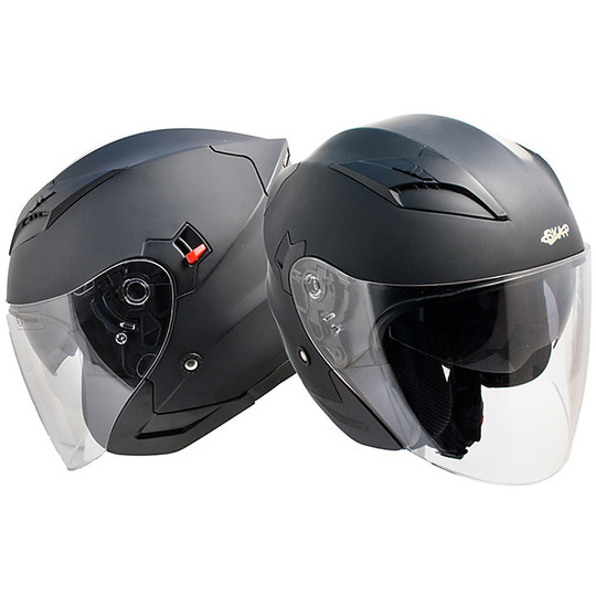 Motorrad Helm Jet Ska-p 1PH- Bolt Mattschwarz Doppelmasken