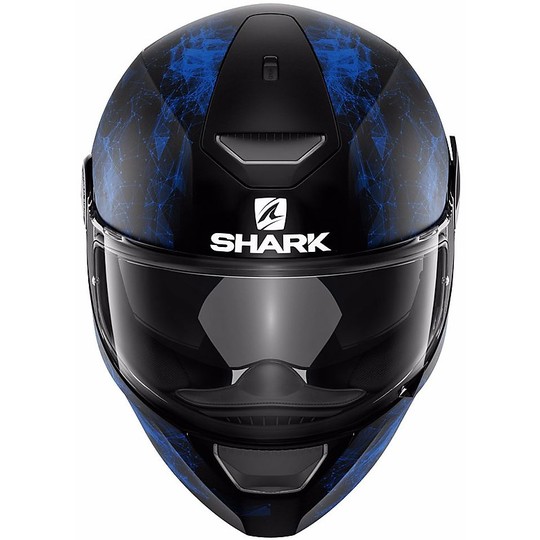 Motorrad-Helm mit integriertem LED-Shark Skwal HIYA Mat Schwarz Blau