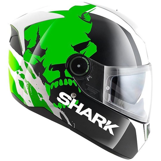 Motorrad Helm mit integriertem LED Shark SKWAL INSTINCT Weiß Grün