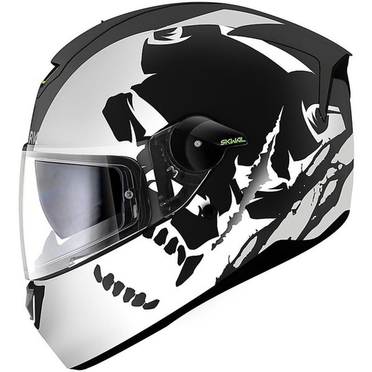 Motorrad Helm mit integriertem LED Shark SKWAL INSTINCT Weiß Mattschwarz