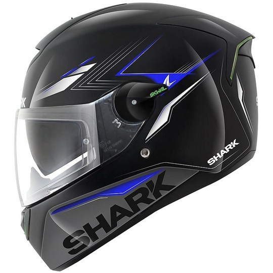 Motorrad Helm mit integriertem LED Shark Skwal MATADOR schwarz blau grau