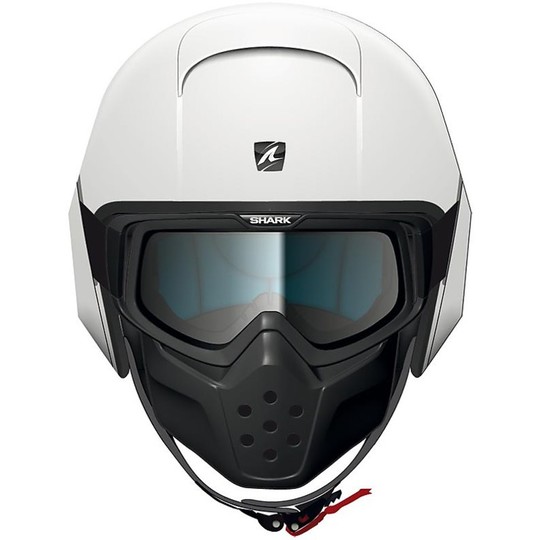 Motorrad-Helm mit Schutzbrille-Jet Shark RAW Blanck Glossy White