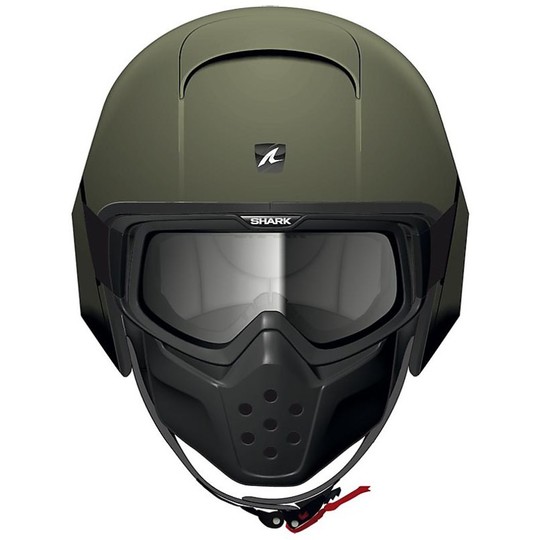 Motorrad-Helm mit Schutzbrille-Jet Shark RAW Grün Deckende