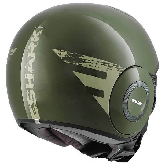 Motorrad-Helm mit Schutzbrille-Jet Shark RAW TRINITY Grün Silber