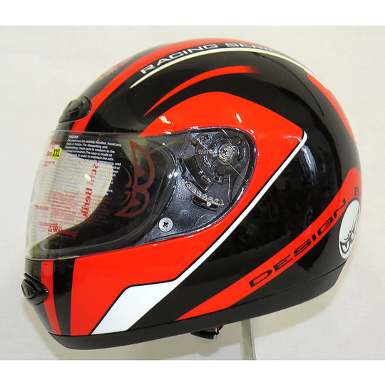 Motorrad-Helm mit Visier Integral berik 1St2 Schwarz Rot