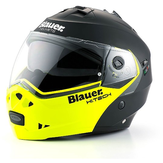 Motorrad-Helm Modular Blauer Himmel Dropdown New 2014 Schwarz Gelb Fluo