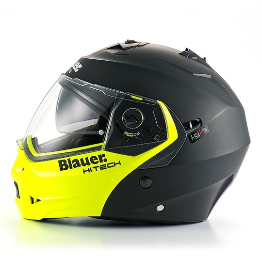 Motorrad-Helm Modular Blauer Himmel Dropdown New 2014 Schwarz Gelb Fluo