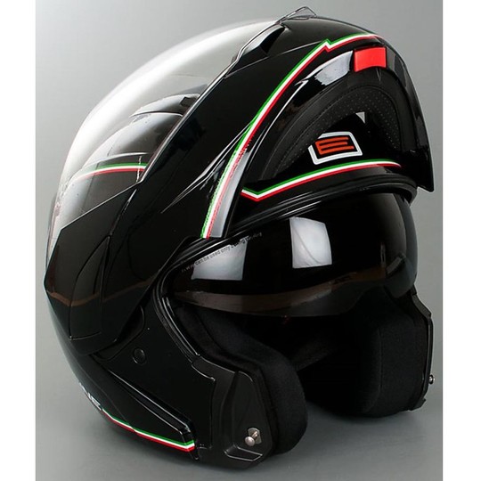 Motorrad Helm Modular Herkunft Riviera Doppel Visor Schwarz Tricolor