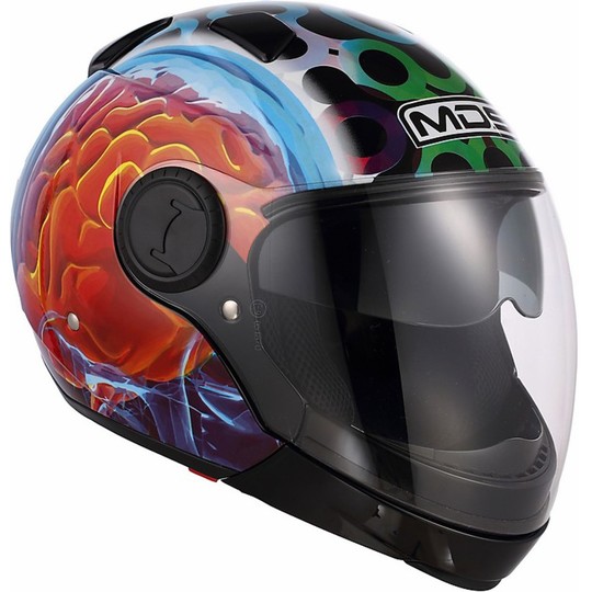 Motorrad-Helm von AGV Chin Mds Sunjet Abnehmbare Multi Brainstorm Schwarz