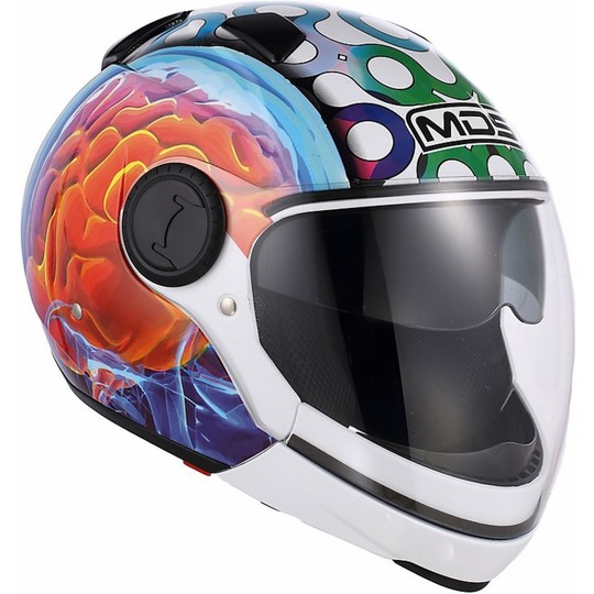 Motorrad-Helm von AGV Chin Mds Sunjet Abnehmbare Multi Brainstorm weiß
