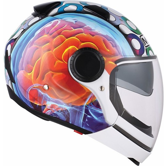Motorrad-Helm von AGV Chin Mds Sunjet Abnehmbare Multi Brainstorm weiß