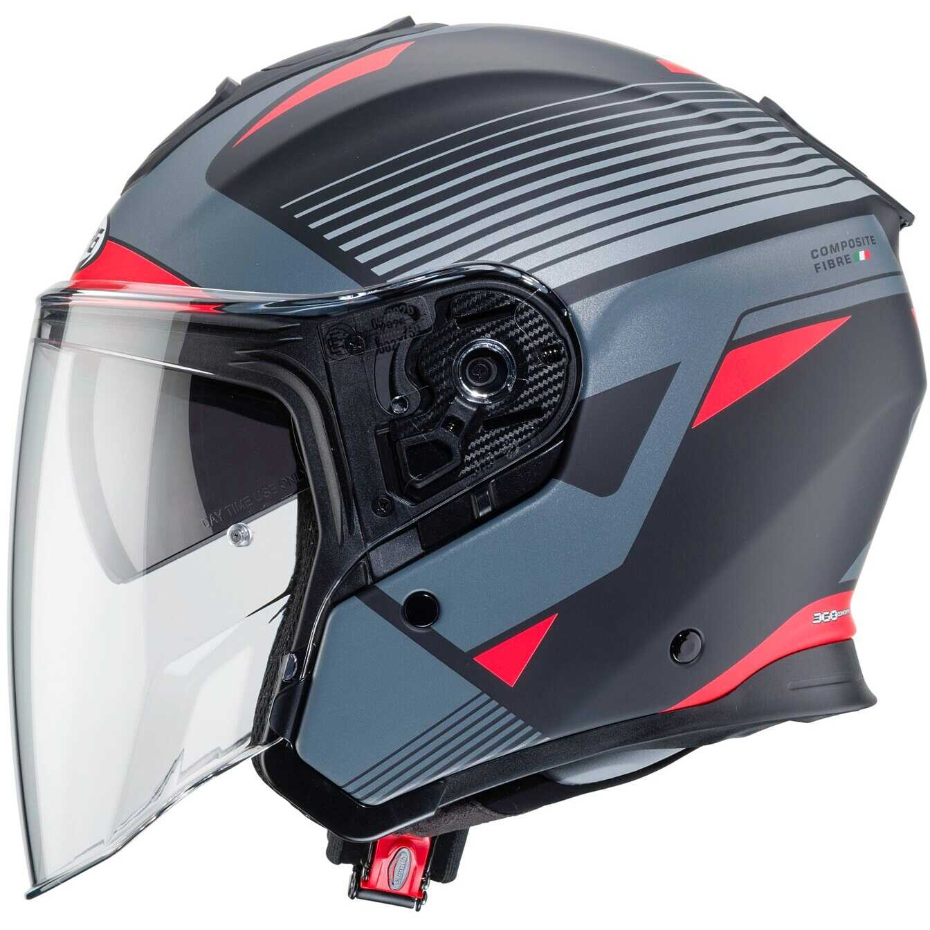 Motorrad Jet Helm aus Caberg Faser FLYON RIO Matt Schwarz Anthrazit Rot  Online-Verkauf 