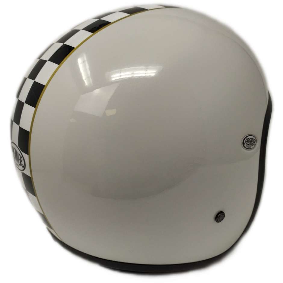 Motorrad Jet Helm in Custom Premier Fiber VINTAGE CK White Pearl