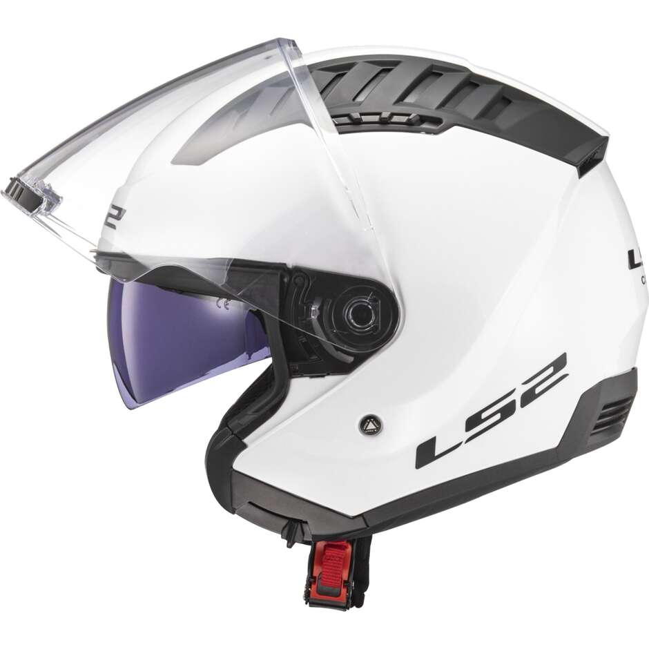 Motorrad-Jet-Helm Ls2 OF600 COPTER II glänzend weiß 