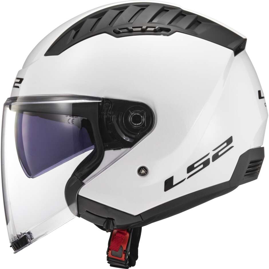 Motorrad-Jet-Helm Ls2 OF600 COPTER II glänzend weiß 